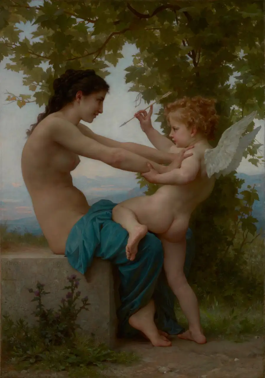 A Young Girl Defending Herself against Eros by William-Adolphe Bouguereau