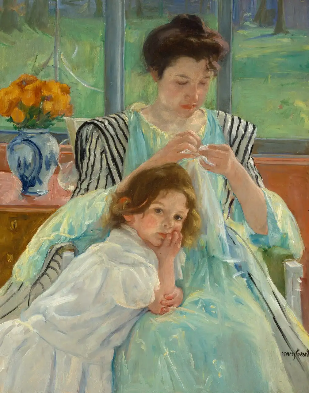 Young Mother Sewing by Mary Cassatt