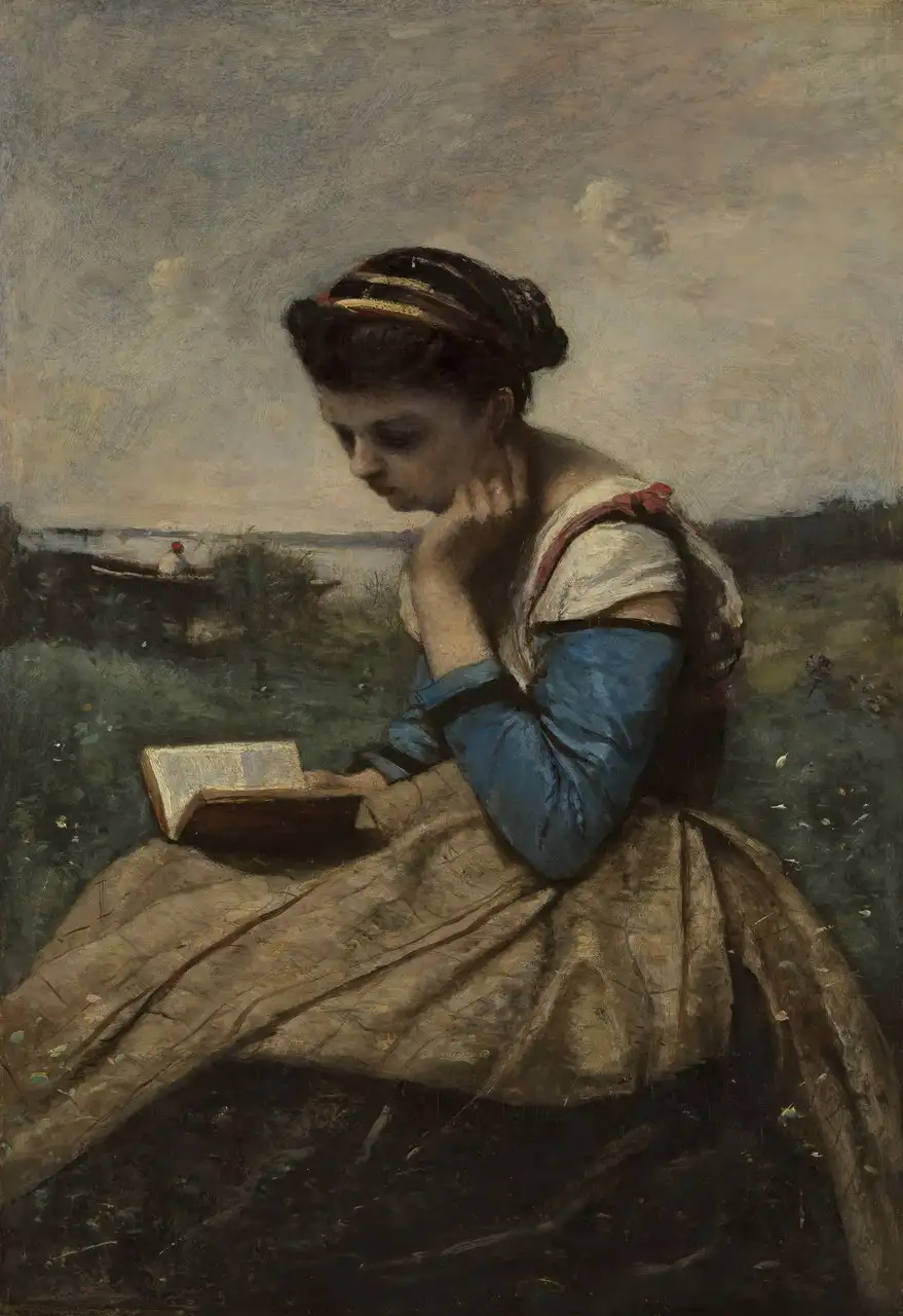 A Woman Reading by Camille Corot