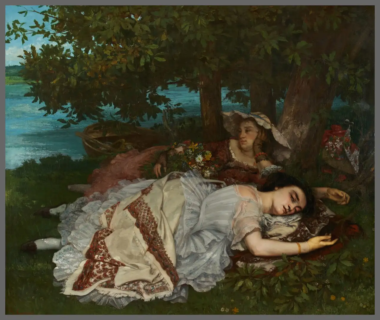 Young Ladies Beside the Seine (Summer) by Gustave Courbet