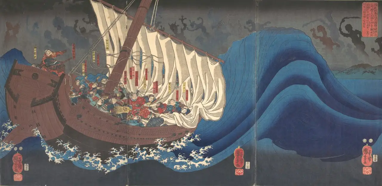 Ghosts of the Taira at Daimotsu Bay by Utagawa Kuniyoshi