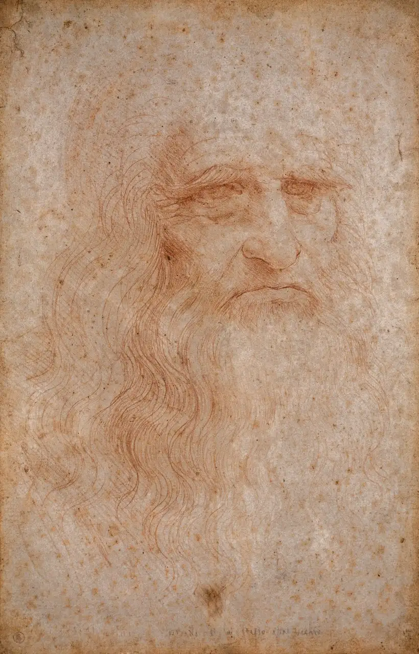 Portrait of a Man in Red Chalk (presumed Self-Portrait) by Leonardo da Vinci