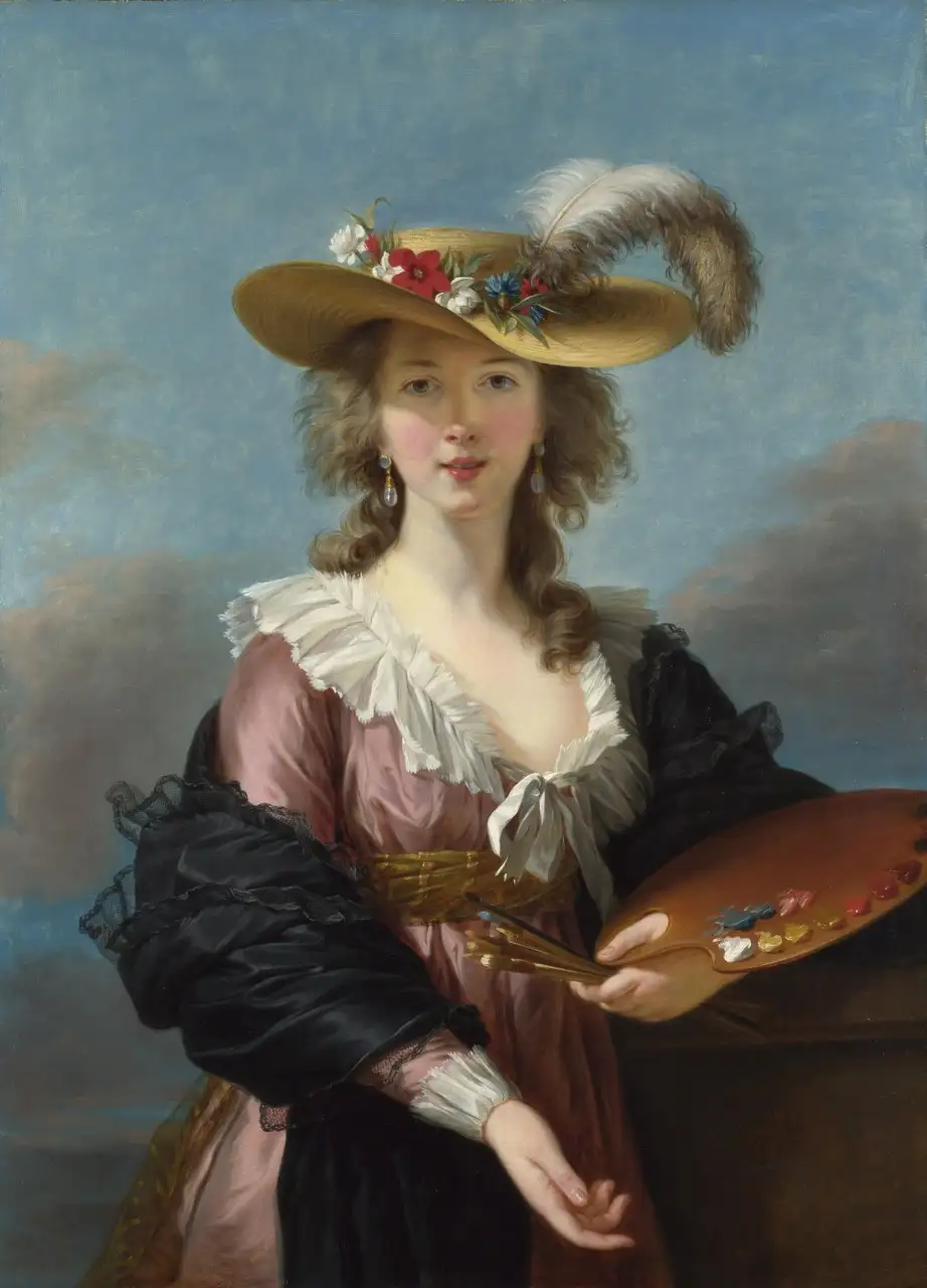Self-Portrait in a Straw Hat by Elisabeth Vigee Le Brun